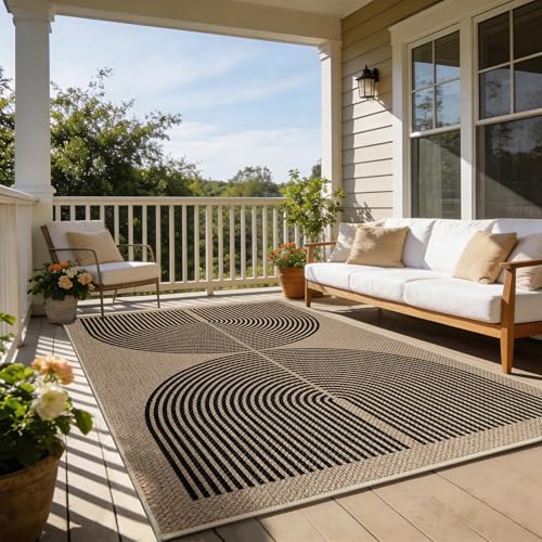 Capslpad Tapis de Salon 120x180cm Aspect Jute Tapis de Cuisine Naturellement Lavable Tapis Noir Antidérapant Tapis pour Chambre à Coucher, Balcon, Entrée, Salle à...
