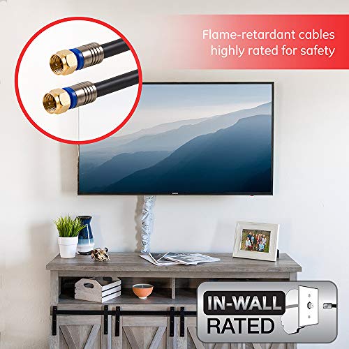 Ge Rg6 Coaxial Cable, 15 Ft. F-Type Connectors, Quad Shielded Coax Cable, 3 Ghz Digital, In-Wall Rated, Ideal For Tv Antenna, Dvr, Vcr, Satellite, Cable Box, Home Theater, Black, 33732 #TOP3
