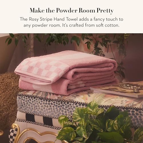 MACKENZIE-CHILDS Hand Towel, Cute Decorative Hand Towel for Bathroom and Kitchen, Pink-and-White Rosy Stripe by MACKENZIE-CHILDS - Image 2
