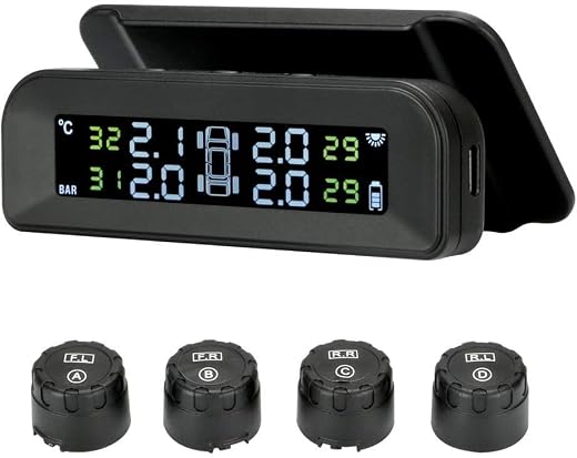 Skyshop® C260 Solar TPMS Car Tyre Pressure Monitoring System | External Sensors | Voice Alert | Real-Time Pressure & Tempe...