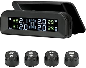 Skyshop®C260 External (Voice Alert) (Type-C) USB/Solar TPMS (Car Tyre Pressure Monitoring System) Suitable for All Car with 4 Tires Sensors PSI & Temperature Display (External)