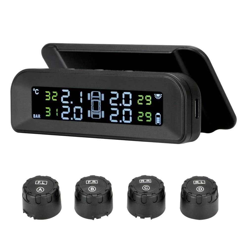 Skyshop® C260 Solar TPMS Car Tyre Pressure Monitoring System | External Sensors | Voice Alert | Real-Time Pressure & Tempe