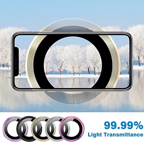 Image of Compatible for iPhone 13 Pro /iPhone 13 Pro Max Camera Lens Protector Bling, 9H Tempered Glass Camera Cover Screen Protector Metal Ring Decoration Accessories Rainbow design