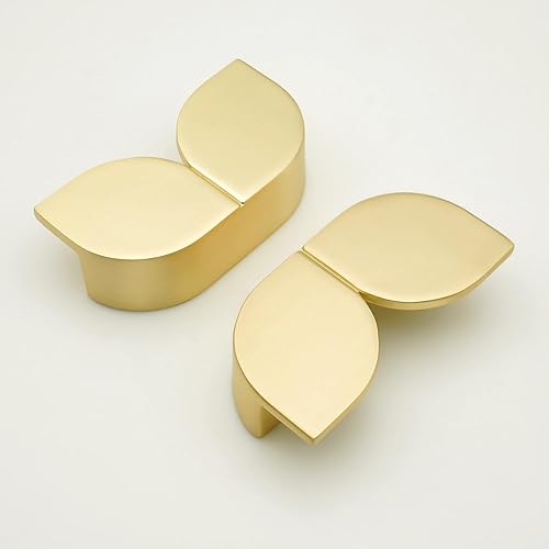 Miniatura 4 de Paquete de 6 tiradores de gabinete de oro cepillado de 2.5 pulgadas2.520 in entre agujeros centrales de aleación de zinc macizo, manijas de latón