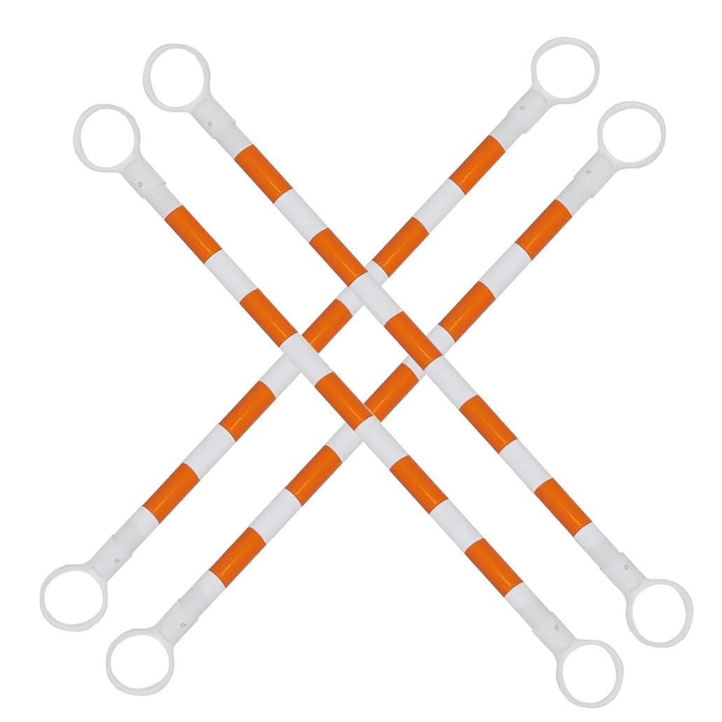 SGKOMN 12 Packs 5.2-9.8 Ft Adjustable Traffic Cone Bar, Retractable Safety Barrier for Road Construction, Work Zones, Events - Expandable Safety Caution Tape, Orange and White-4pcs