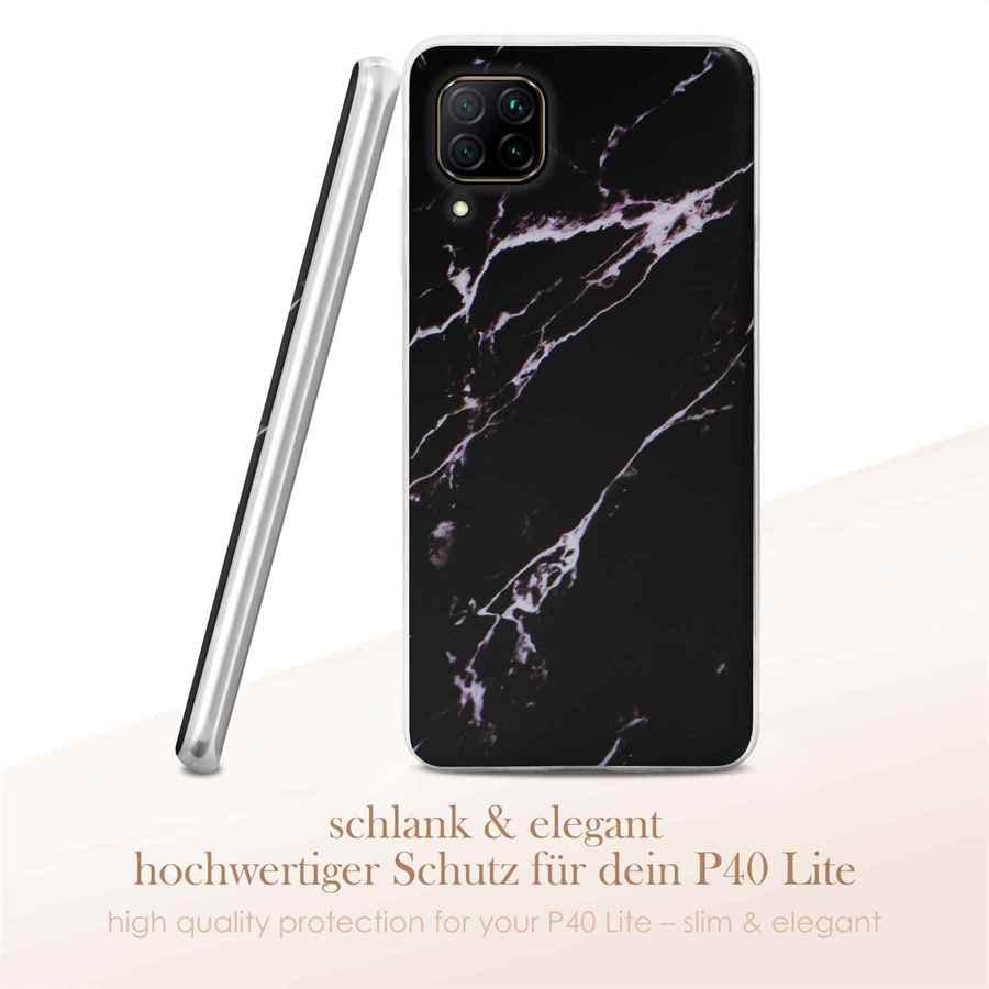ONEFLOW Sense Case kompatibel mit Huawei P40 Lite Hülle in Marmor Optik, Schutz für Kamera und Bildschirm, Glitzer Handyhülle aus Silikon - matt Weiß