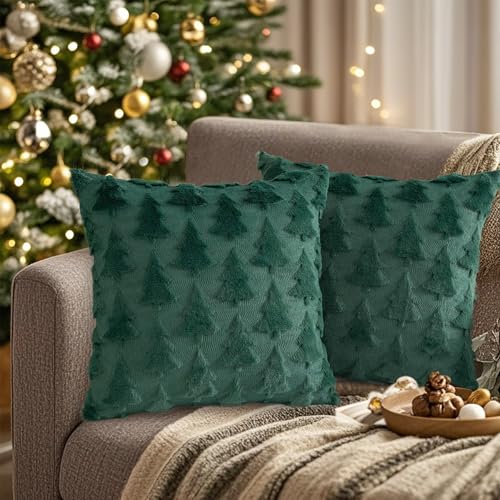 Kissenbezug Weihnachten 50x50 cm,2er Set Weihnachtskissen...