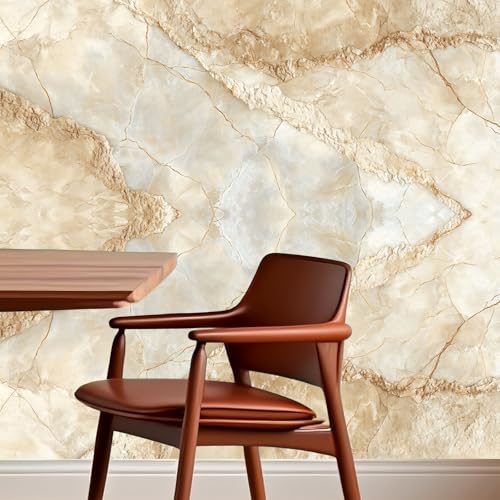 Image of Nuxovilar Beige Stone Marble Wallpaper Peel Stick Vinyl 15.75x39.37