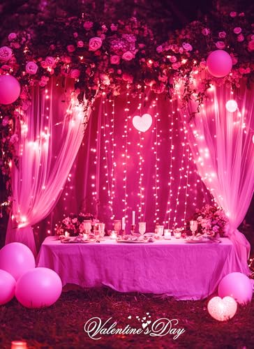 Image of Pink Christmas Mini Lights, 39Feet 100 LED Pink String Light with 8 Lighting Modes, Connectable Valentine's Lights for Indoor Outdoor Valentine's Day Garland Wreath Holiday Decoration, White Wire