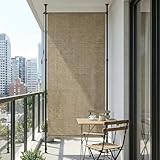 LIFERUN HDPE Klemmmarkise Senkrechtmarkise Außen 120×310cm, Balkon Sichtschutz ohne Bohren, ausziehbare Seitenmarkise, Sonnenschutz Windschutz Wasserfest,für Balkon Garten Terrasse,Braun,2 PCS Stangen