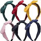 Lvyeer 6 Pieces Bow Headbands for Women Knotted Headbands Wired Rabbit ears Cute headbands fashion S