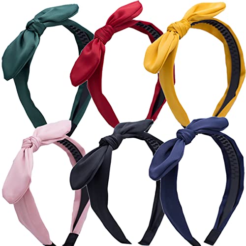 Lvyeer 6 Pieces Bow Headbands For Women Knotted Headbands Wired Rabbit Ears Cute Headbands Fashion Side Bow Headband Bow Hair Accessories For Women And Girls (Style4 (6 Pack)) #TOP3