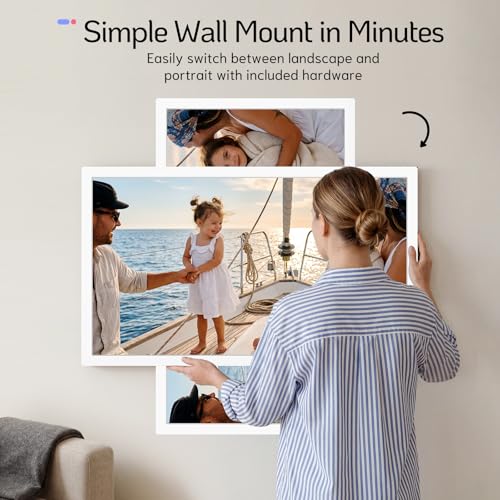 Image of NexFoto 24 Inch Large Digital Picture Frame Touchscreen, WiFi Electronic Photo Frame 64GB, Add Photos from Google Photos, Videos via App /USB, Gifts for Christmas /Mom /Grandparents, White