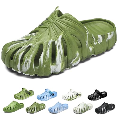 Monstera Slippers Soft Non Slip Quick Drying Breathable, Variegated Monstera Shoes, Monstera EVA Thick Sole Pillow Slippers
