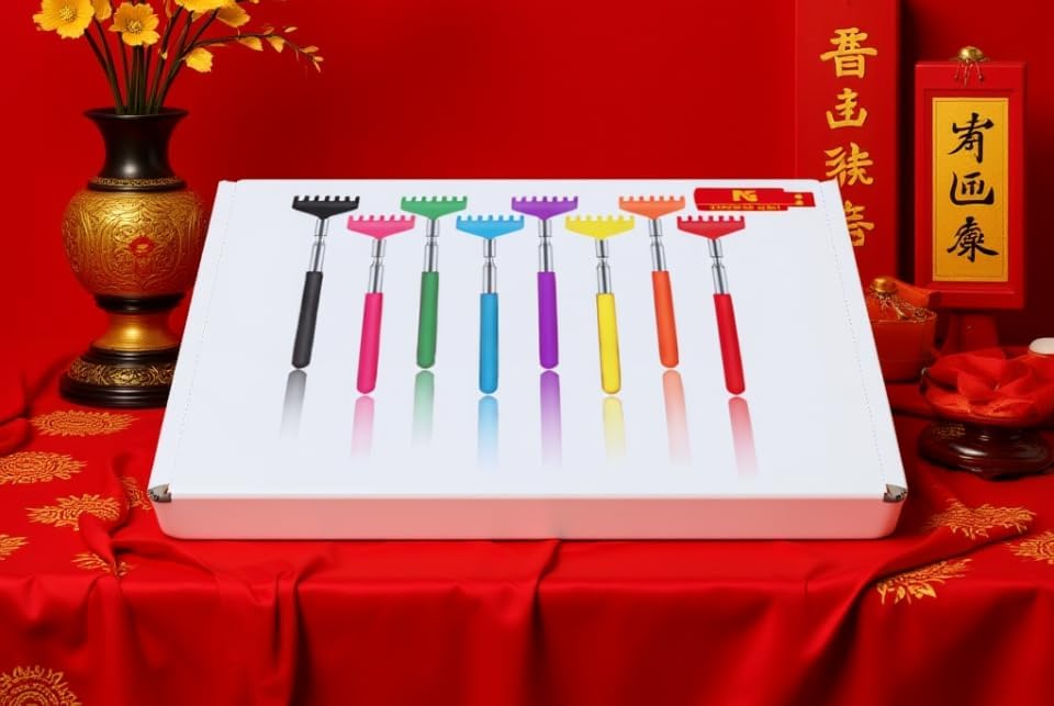 8-Piece Gift Box Set Retractable Back Scratchers- Portable Metal Body Massager Tool, Multi-Color Set for Men Women Kids & Pets - Father's Day, Valentine's, School Season - Image 8