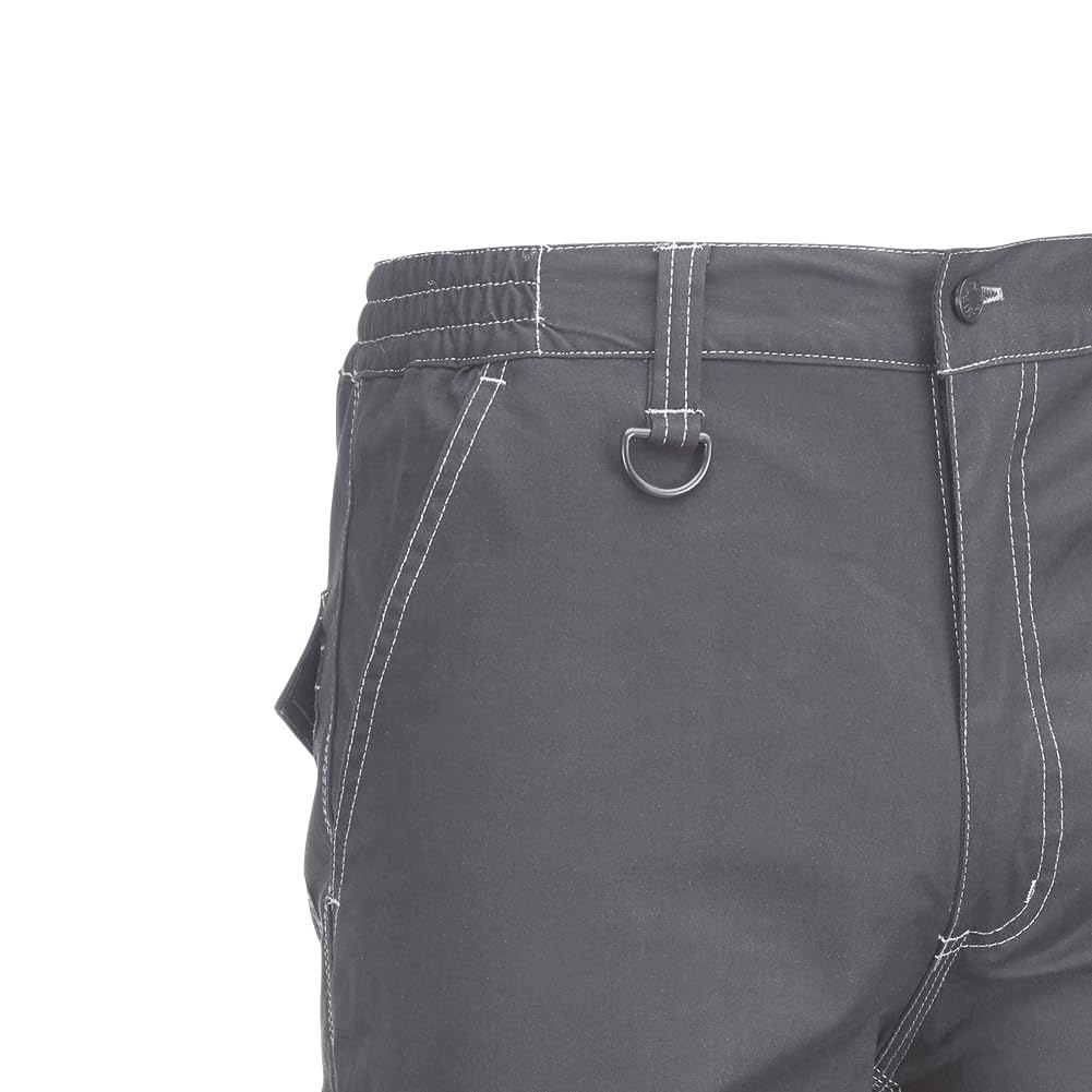 Juba Pantalón Corto Multibolsillos 68% algodón, 30% poliéster y 2% Elastano, 260 g/m², Gris, M