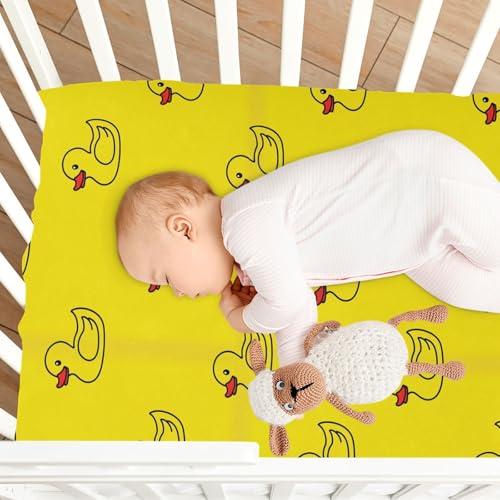 Image of Ducks Yellow Fitted Crib Sheet for Boys Girls Baby Bedsheet for Toddler Girl Boy,52 X 28 in