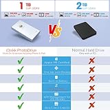 iDiskk 2TB (2000GB) Zewnętrzny dysk twardy iPhone z łącznikiem lightning, certyfikat MFi 3 w 1 wbudowany kabel*3 Przenośny dysk twardy, dysk twardy USB-C dla najnowszych iPhone/iPad/Mac/PC i urządzeń