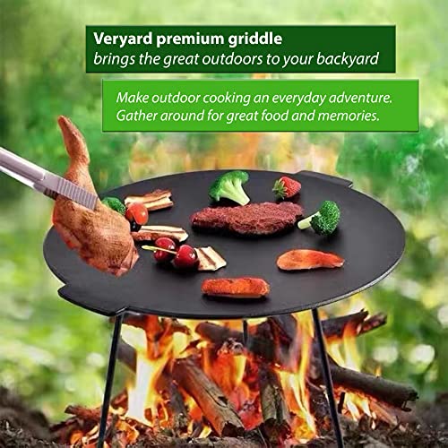 Veryard 18" Cast Iron Campfire Griddle, Round Iron Pan, Portable Grill With 3 Removable Legs For Outdoor Bbq Cooking, Grilling And Frying Outdoor Camping #TOP4