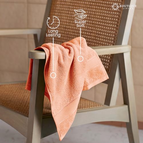 Image of BOUTIQUE LIVING Luxe Loom 100% Cotton 550 GSM Peach Hand Towels - Pack of 2