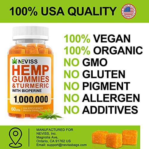 (2 Pack) Hēmp Gummiés with Turmeric Curcumin & Bioperine 1000000 - 100% Organic Natural Hēmp Gummiés - Extra Strength… - Image 6