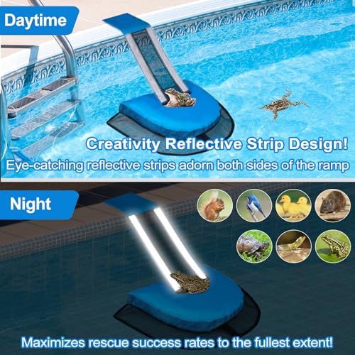 Image of Pro Pool Animal Critter Escape Ramp 2Pcs Frog Saver Pads Ladder for Swimming Pools Lily Pad for Frogs Float Life Saving Wildlife Duck Duckling Creature Rescue Bridge Log Maintenance Kits Accessories