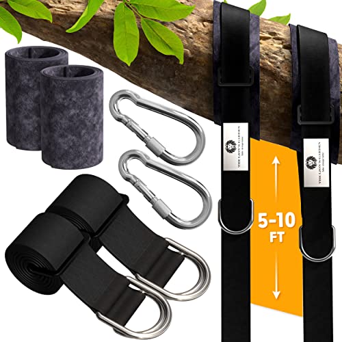 The Lions Garden Tree Swing Straps 2 Pack Adjustable 510 ft Tree Swing Hanging Straps Heavy Duty Hammock Straps for Trees with Carabiners & Tree Protectors Up to 3376 Lbs