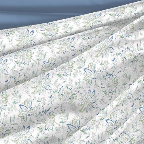 Image of Trident Nectarsoft King Size Bedsheet, 100% Cotton Bedsheet for Double Bed, 5-Piece Set (1 Bedsheet with 4 Pillow Covers) Superior Softness, 400 Thread Count, Luxurious Finish - Adelia Aqua