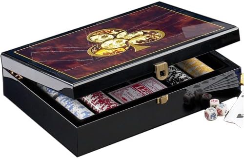 Magnificent Poker Set, 200 11.5 grams Chips, Cards & Dice, Inlaid Laquer Wood Box