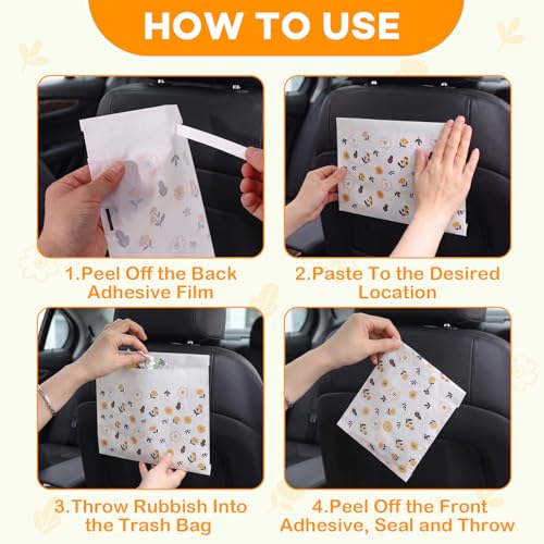 Image of 120 Pcs Car Garbage Bin Bags, Waterproof Seal Disposable Car Trash Bags