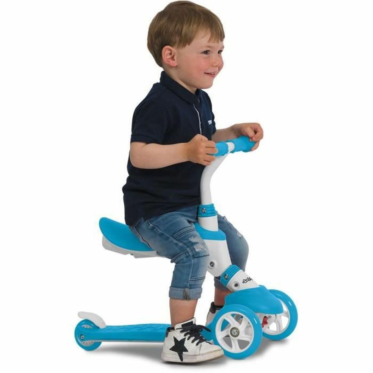 Monopattino 5 In 1 Mondo Scribble On&Go Per Bambini Da 1 A 5 Anni, Con Sedile Estraibile E Manubrio Pieghevole, Ruote PU Morbide, Portata 50 Kg, Colore Rosso