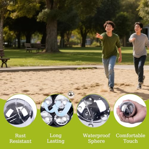 WodGod Boules Game Set – 8 Stainless Steel Balls with Carry Case, Target Ball & Measuring String, Classic Petanque Game Set for Lawn, Beach & Backyard – Outdoor Family Bocce Ball Fun - Image 5