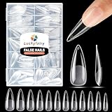 Stiletto Nails Tips Half Matte Stiletto Gel Nail Tips Full Cover 240pcs No C Curve False Acrylic Nails Tips Trendy Press On Nails Lasting Nail Extensions 12 Sizes, Luckyfairy