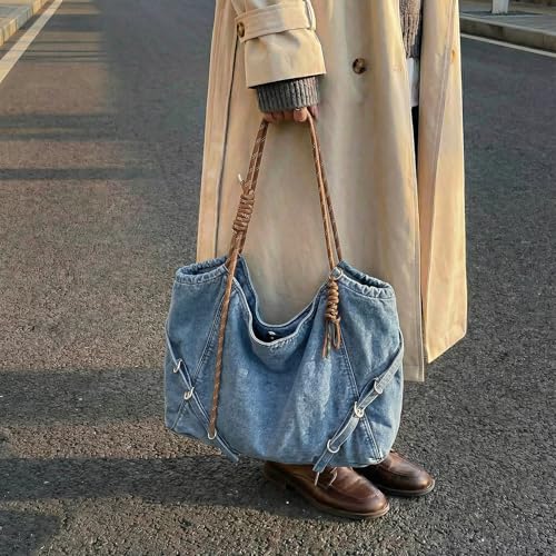 Bolso Tote Denim para Mujer Azul Claro Grande miniatura 3