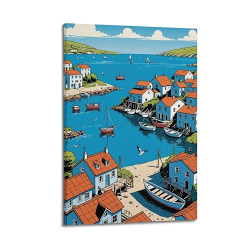 Toile Harbor Town Flat JIDUHON au style cadre élégant 40x60
