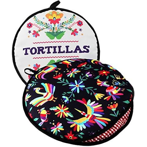 TWO SIDED!Tortilla Warmer, Size 11” Insulated and Microwaveable, Fabric Pouch Keeps Them Warm for up to One Hour! Perfect Holder for Corn & Flour For All Occasions! Cover