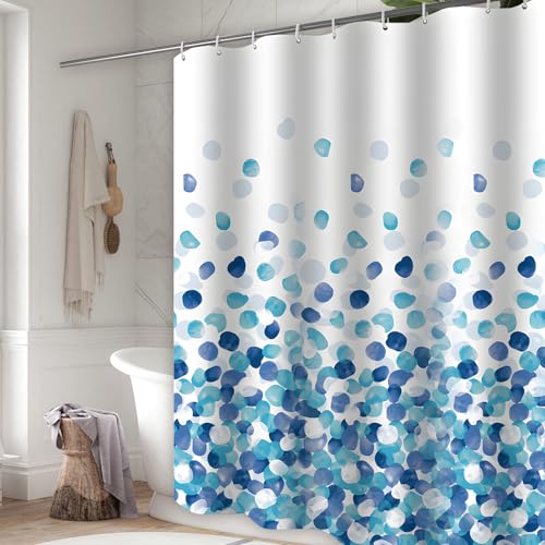 Duschvorhang 180×200cm - Blaue Blütenblätter Shower Curtains mit ösen & 12 Duschringen Anti-Schimmel Wasserdichter Badevorhänge Schnelltrocknend Waschbar Shower Curtain für Badezimmer, Badewann