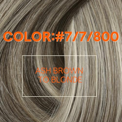 Image of Full Shine Machine Weft Hair Extensions 14 Inch 100G | Machine Tied Sew In Weft, 7 /7 /800 Ash Brown To Blonde Mix Brown, Remy Human Hair, Workday Styling, Daily Wear