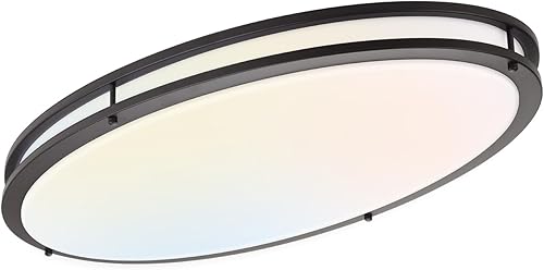 DAKASON Lámpara de techo LED de montaje empotrado oval de 32 pulgadas para cocina, lámpara de techo LED grande de 50 W para sala de estar, 3000