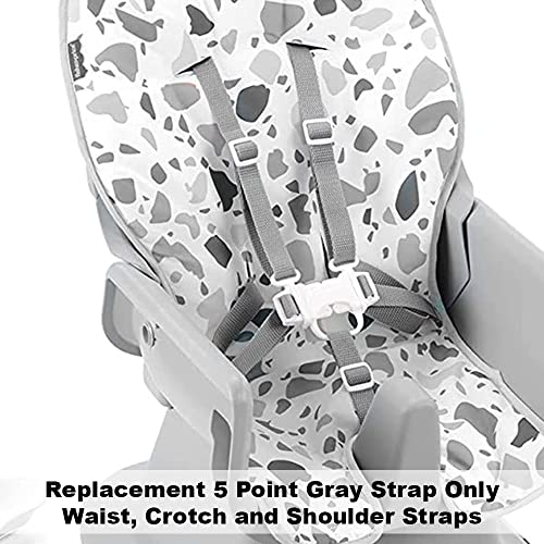 Image of Replacement Part for Fisher-Price SpaceSaver High Chair - HGX43 + Many More Models ~ Replacement 5 Point Gray Strap ~ Waist, Crotch and Shoulder Straps