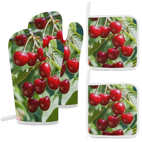 Gants de cuisine résistants à la chaleur lot de 4 maniques - 2