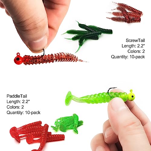 VMSIXVM Crappie Tube Lures Jig Heads Soft Plastic Baits Worms Kit, 124 Pcs by VMSIXVM - Used condition - Image 6