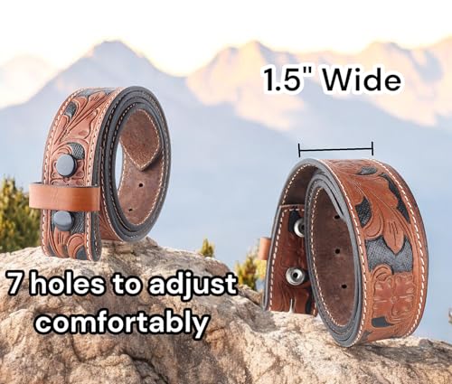 Image of F&L CLASSIC Western Belt without buckle for men - Full Grain Leather Cowboy Belts for jeans - One Piece Leather strap belt