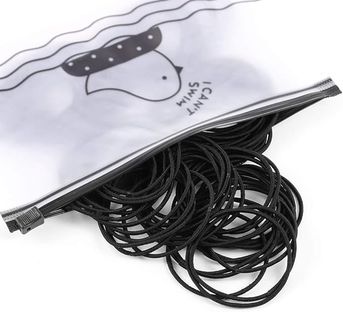 El Regalo 100pcs/pack Simple Rubber Bands- Thin Elastic Hair Ties Seamless 3mm Ponytail Soft & Elastic, No Damage Hair Rubberbands For Kids/Girls/Women (Black)