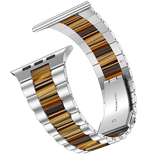 Image of iiteeology Compatible with Apple Watch Band 42mm 41mm 40mm 46mm 45mm 44mm, Light Resin with Stainless Steel Replacement Wristband for iWatch Ultra 3 /Ultra 2 49mm Series 11-1 SE 3