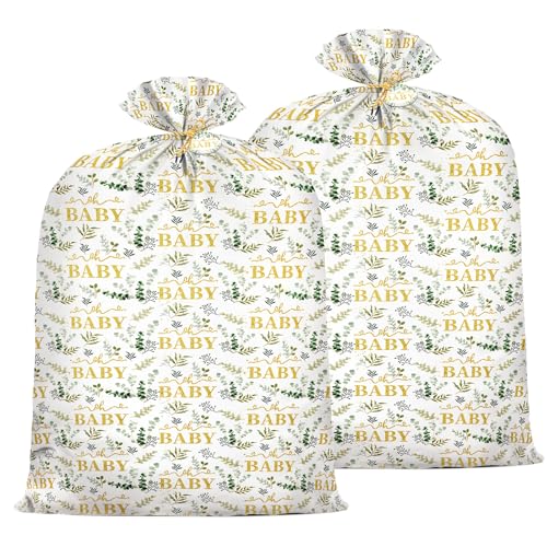 2Pcs Extra Large Baby Shower Plastic Gift Bags 70"x 40" Jumbo Safari Jungle Animals Present Bag XXL Big Gift Wrapping Bags Oversized Reusable Baby Gender Reveal Birthday Party Favors Goody Bags