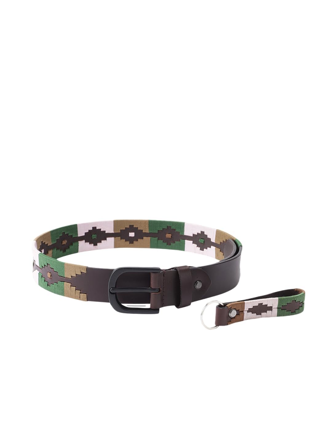 celtic Genuine Leather Printed Belt with Plain Buckle| Adjustable Fit Detachable Key Ring Loop | Handcrafted Design for Casual Wear Jeans and Western Style | Brown | Gifts for Women-picture-11