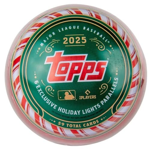 2025 Topps Baseball HUGE EXCLUSIVE Factory Sealed HOLIDAY Collectors TIN with 59 Cards Including (6) PARALLELS & SHORT PRINT! Look for Rookies of Nick Kurtz Roki Sasaki Ben Rice James Wood & More!