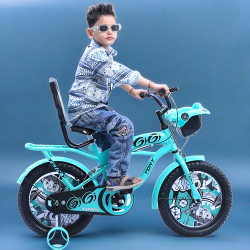 Image of TONY Cycle Sports Gigi 14T BMX Bicycle | Single Speed Kids' Bike with Training Wheels | Ideal for Boys & Girls Ages 3 to 5 Years | Durable Sea Design for Safe and Fun Riding Experience (Seagreen)