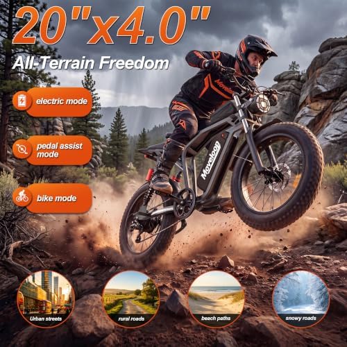 Electric Bike for Adults, 2000W/3000W Peak Electric Bicycle, 20 Inch Fat Tire 15.6AH/20AH Battery, 7 Speed Gear, Full LED Lighting System,E-Bike image 10